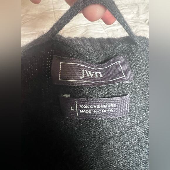 JWN Men's 100% Cashmere Gray Argyle Full Zip Cardigan Sweater Preppy Academia- L - Picture 5 of 10